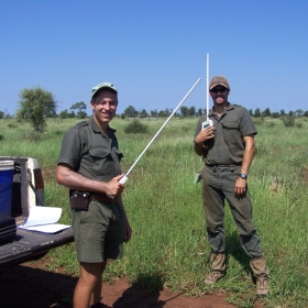 Rich and Deron preparing to do some light readings in our herbivore exclosures